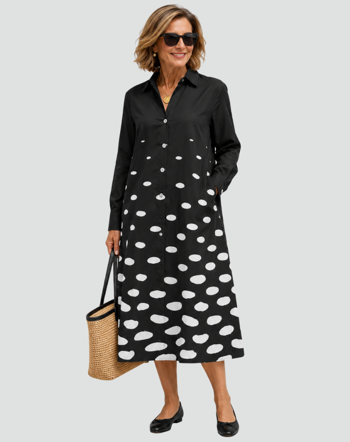 Damska Elegancka Sukienka Koszulowa | Midi