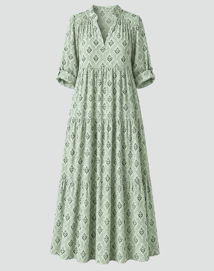 Damska Sukienka Vintage z Nadrukiem | Maxi