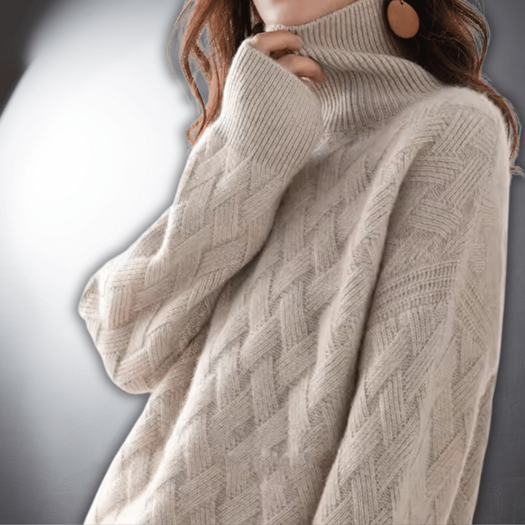 Damski Sweter Golf Warkocz | Gruby