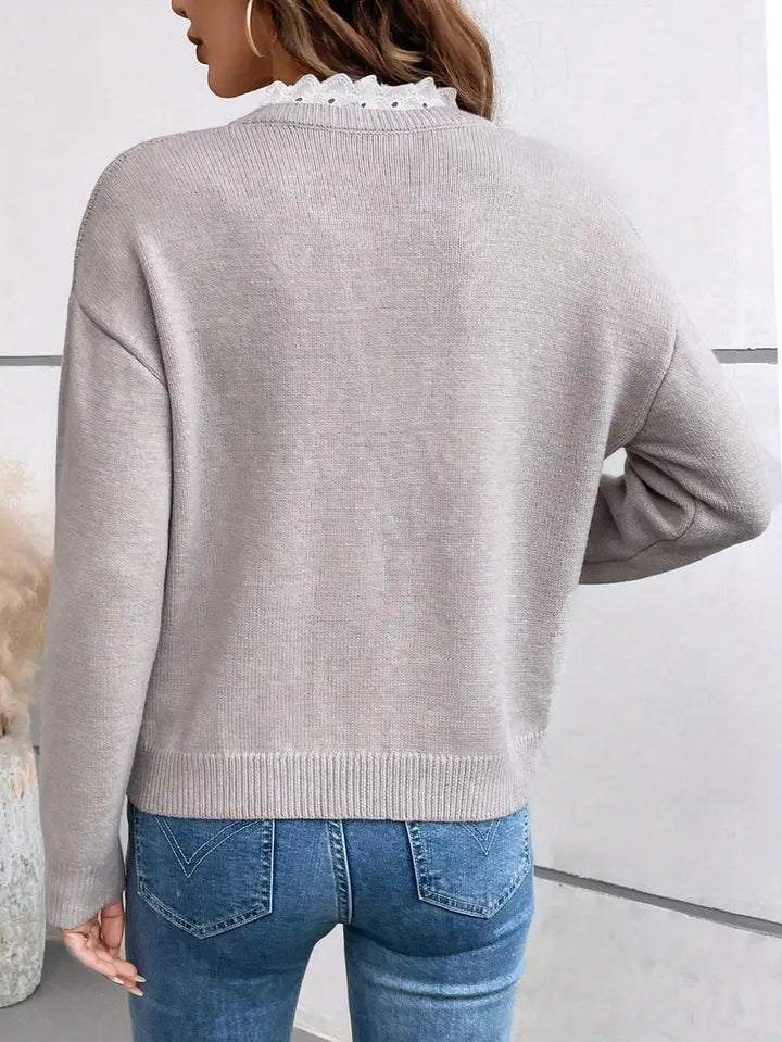 Damski Sweter Rozcięcie Szyja | Casual