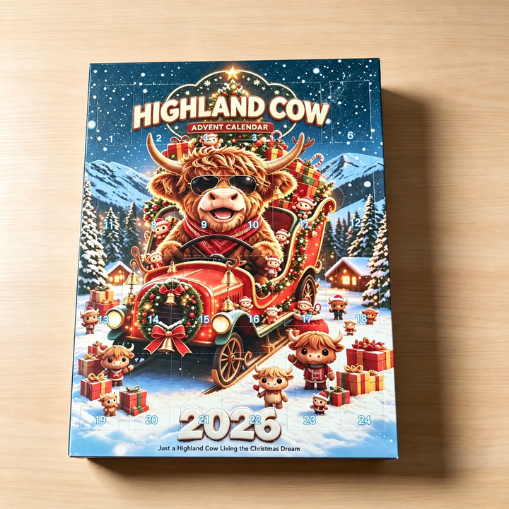 Kalendarz Adwentowy Z Mini Figurkami Krów Highland | Świąteczny