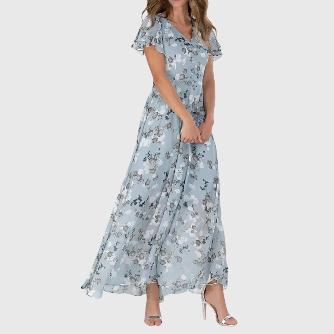 Damska Elegancka Sukienka w Kwiatowy Wzór | Maxi