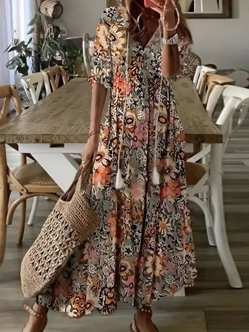 Damska Sukienka Boho z Nadrukiem | Maxi