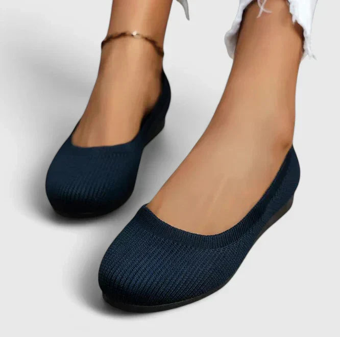 Damskie Płaskie Buty z Okrągłym Noskiem | Wsuwane