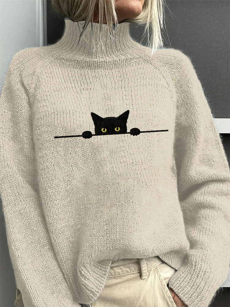 Damski Sweter Golf Print z Dzianiny | Zimowy