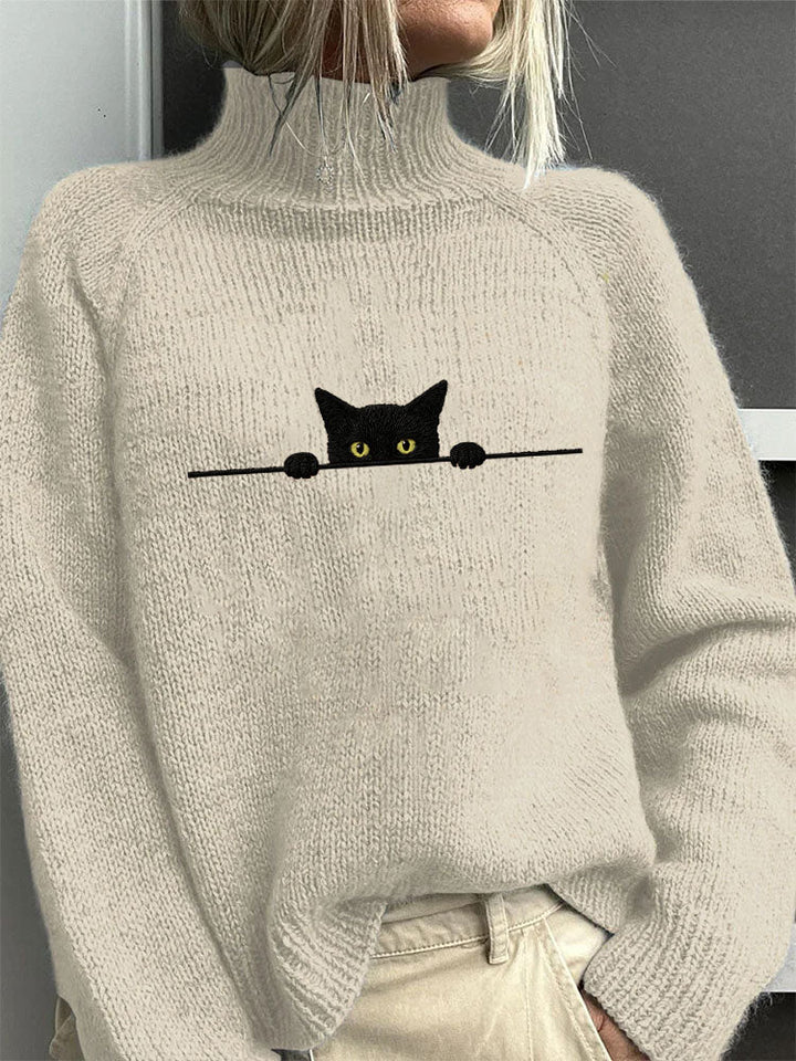 Damski Sweter Golf Print z Dzianiny | Zimowy