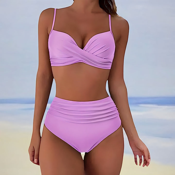 Damskie Bikini z Wysokim Stanem i Skręcanym Przodem | Dwuczęściowy