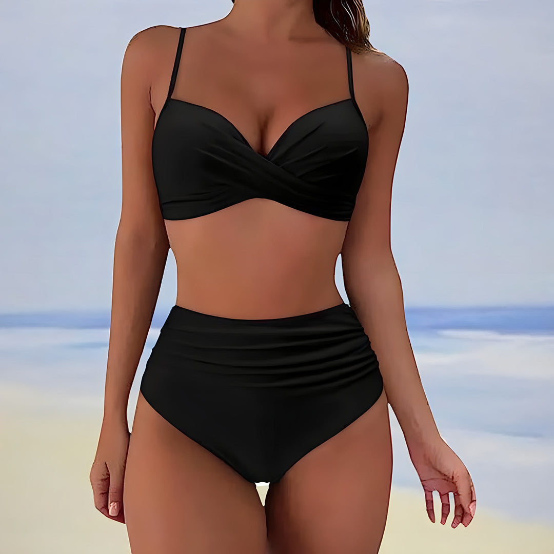 Damskie Bikini z Wysokim Stanem i Skręcanym Przodem | Dwuczęściowy