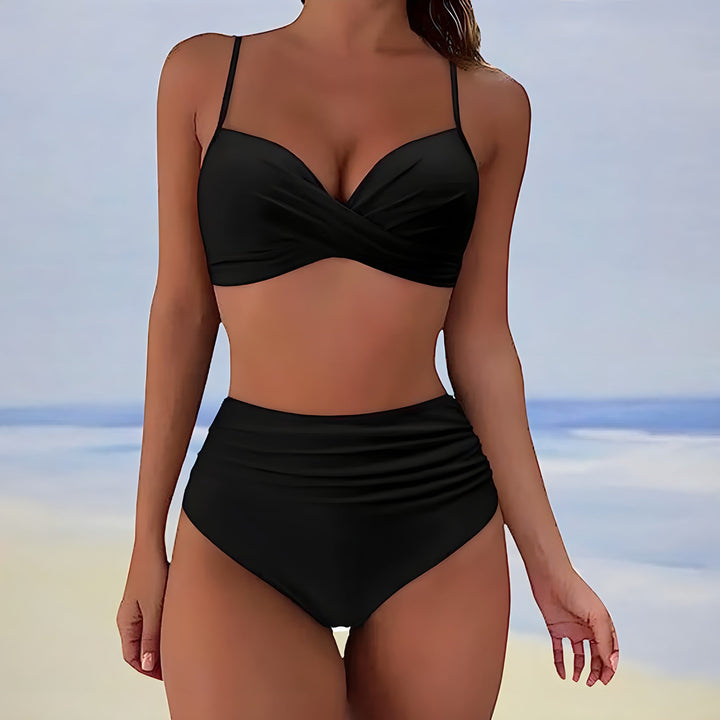 Damskie Bikini z Wysokim Stanem i Skręcanym Przodem | Dwuczęściowy