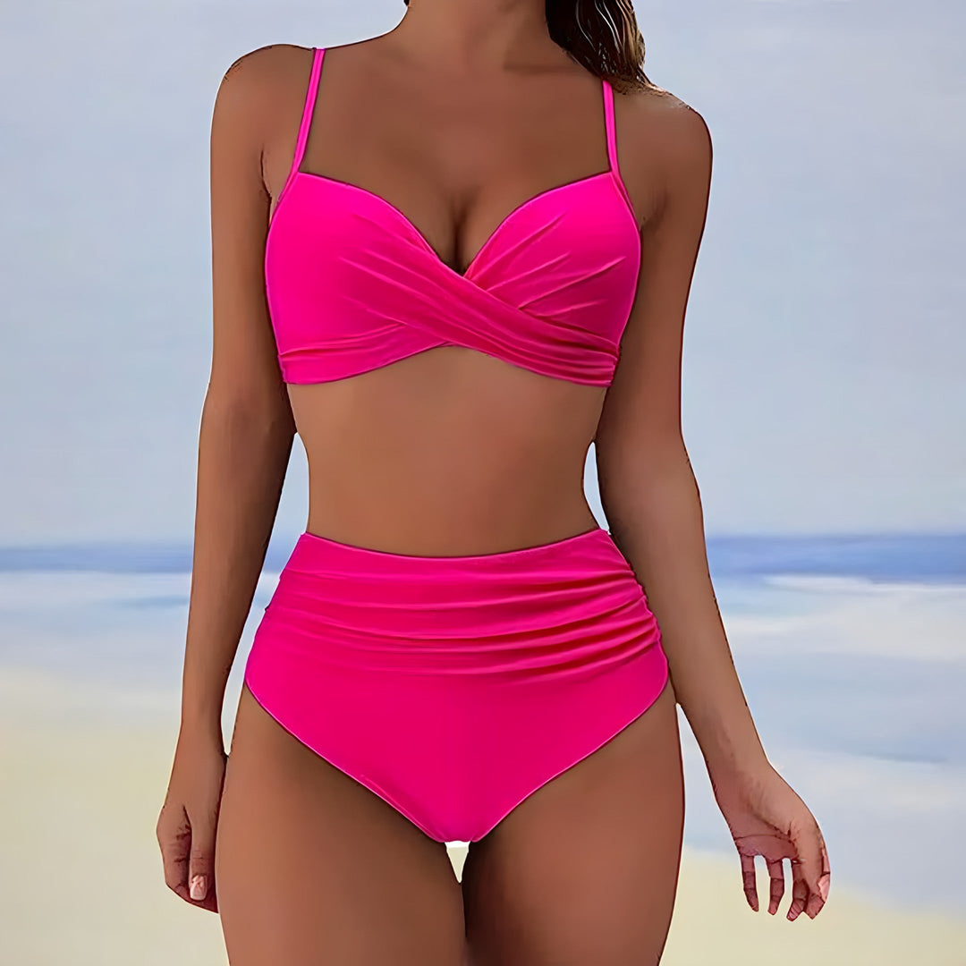 Damskie Bikini z Wysokim Stanem i Skręcanym Przodem | Dwuczęściowy