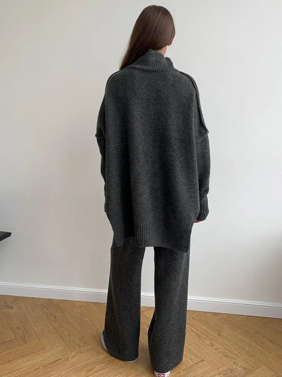 Damski Dres Szerokie Nogawki Oversize | z Dzianiny