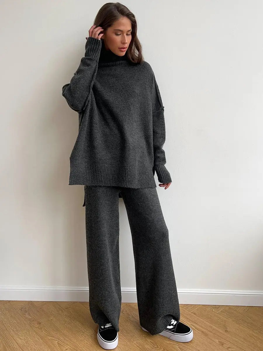 Damski Dres Szerokie Nogawki Oversize | z Dzianiny